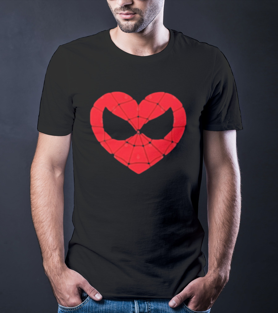 Spider Man Heart Web Mask Marvel Superhero T-Shirt