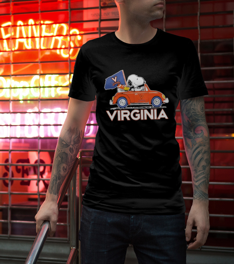 Snoopy Driving Car Virginia Cavaliers Football Fan Spirit T-Shirt