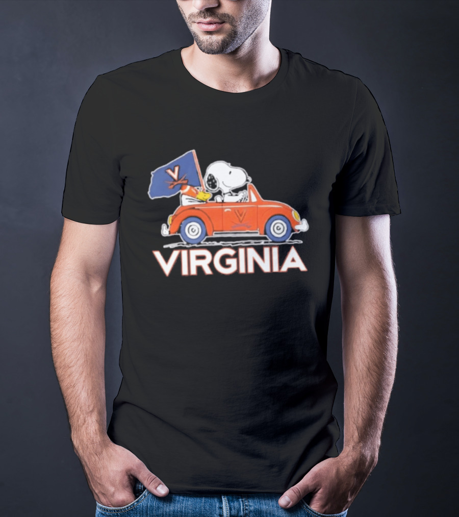 Snoopy Driving Car Virginia Cavaliers Football Fan Spirit T-Shirt