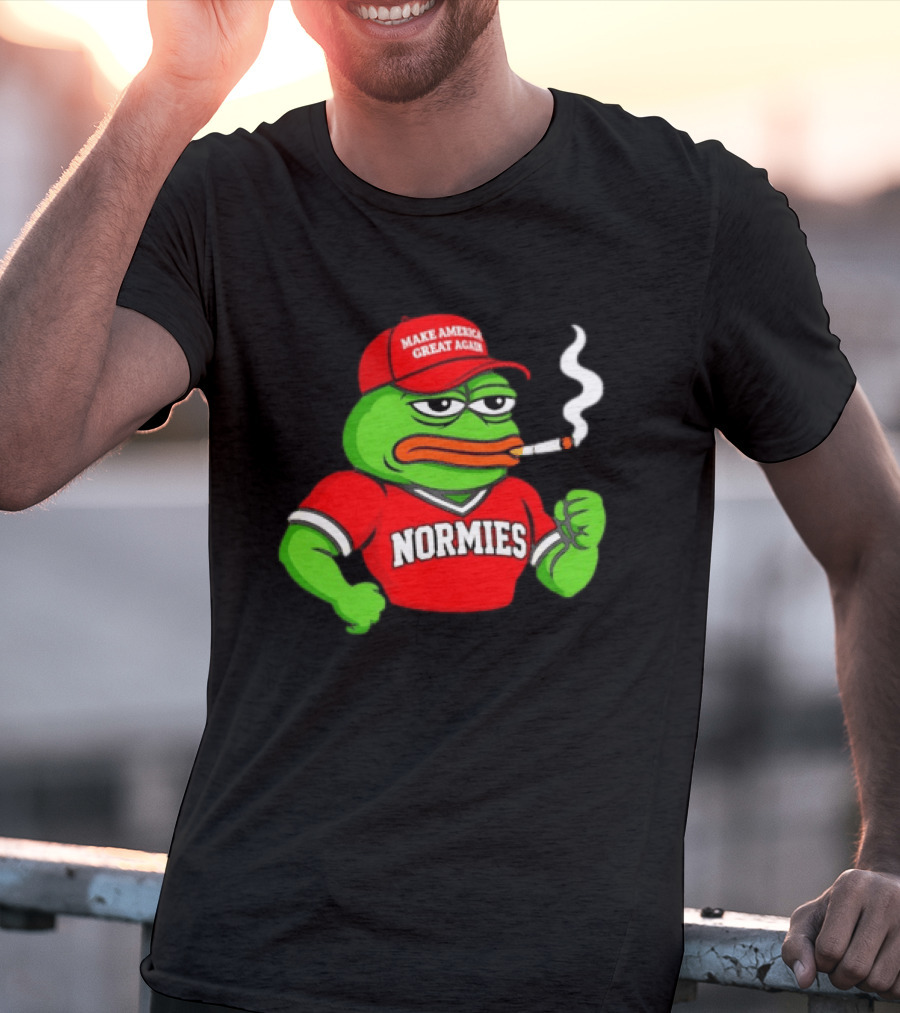 Pepe The Frog Smoking Wearing Normies Make America Great Again Red Hat T-Shirt