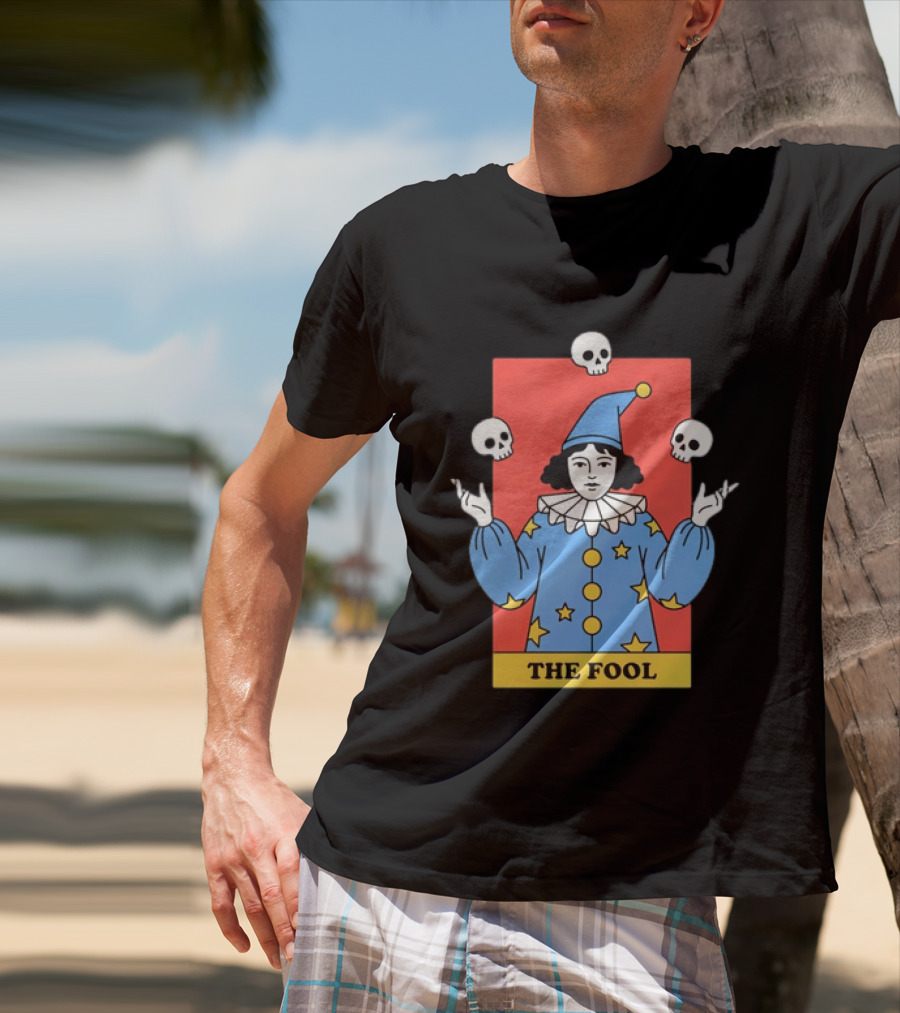 The Fool Tarot Card Jester Juggling Skulls Occult T-Shirt