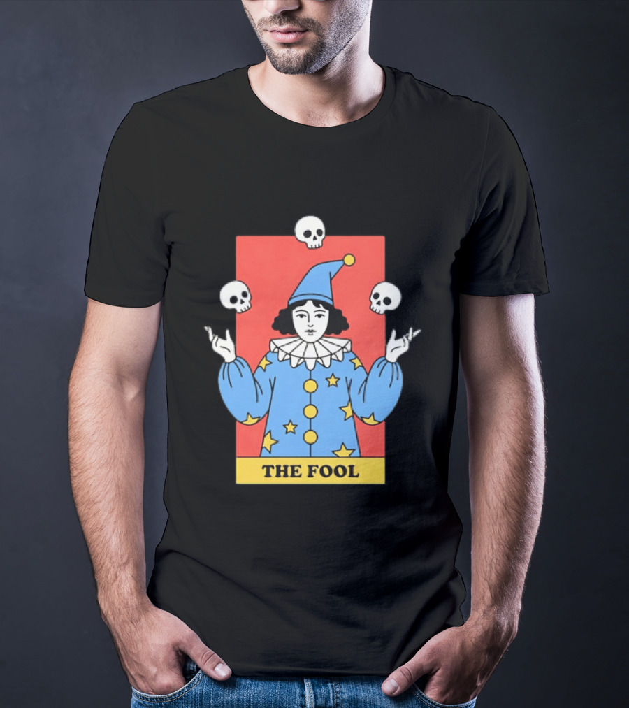 The Fool Tarot Card Jester Juggling Skulls Occult T-Shirt