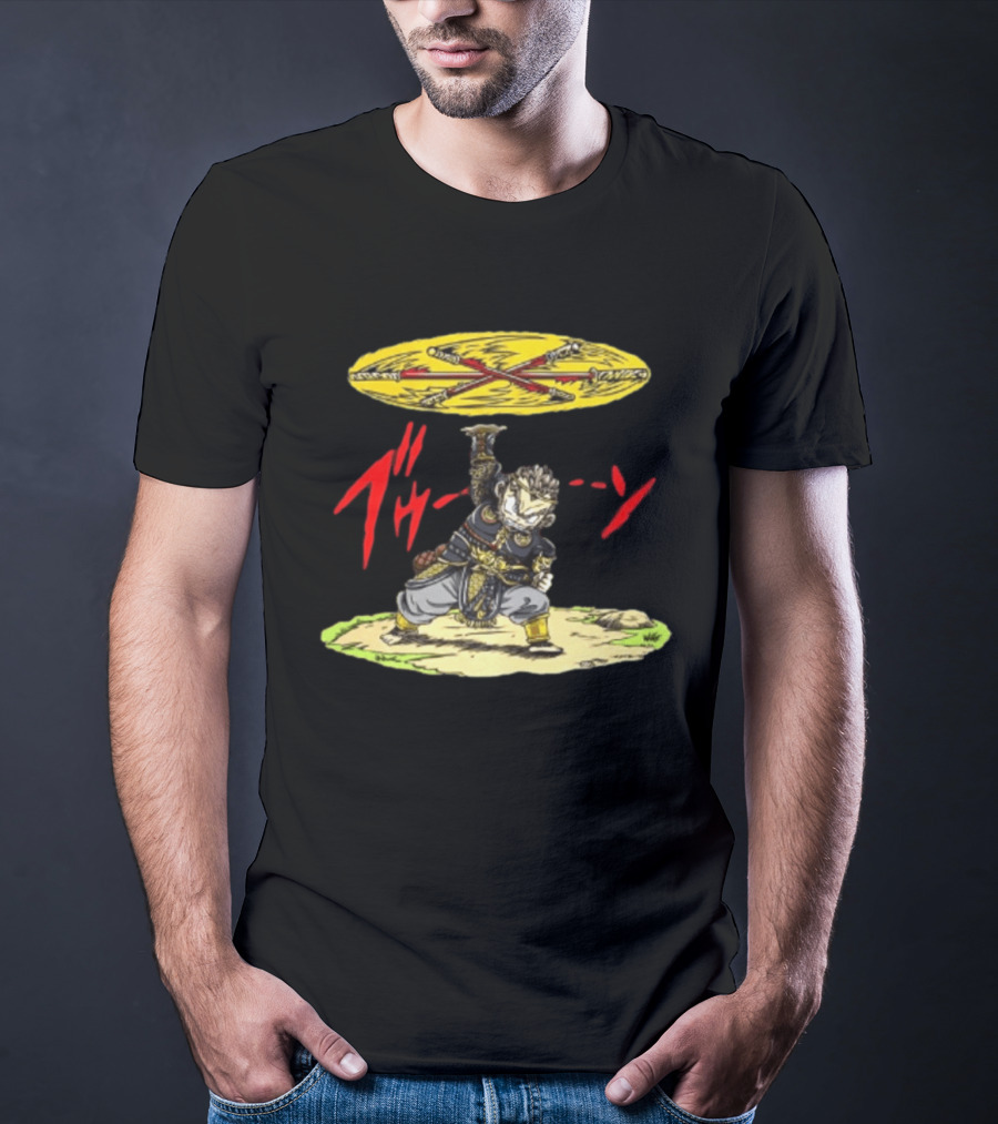 Ton Wukong Rotate The Stick Yellow Red Cartoon T-Shirt