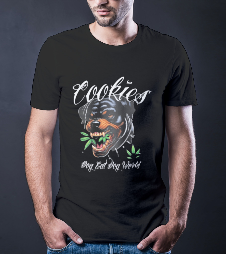 Cookies Dog Eat Dog World Rottweiler With Leaf T-Shirt