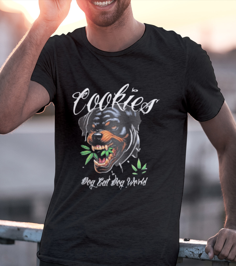 Cookies Dog Eat Dog World Rottweiler With Leaf T-Shirt