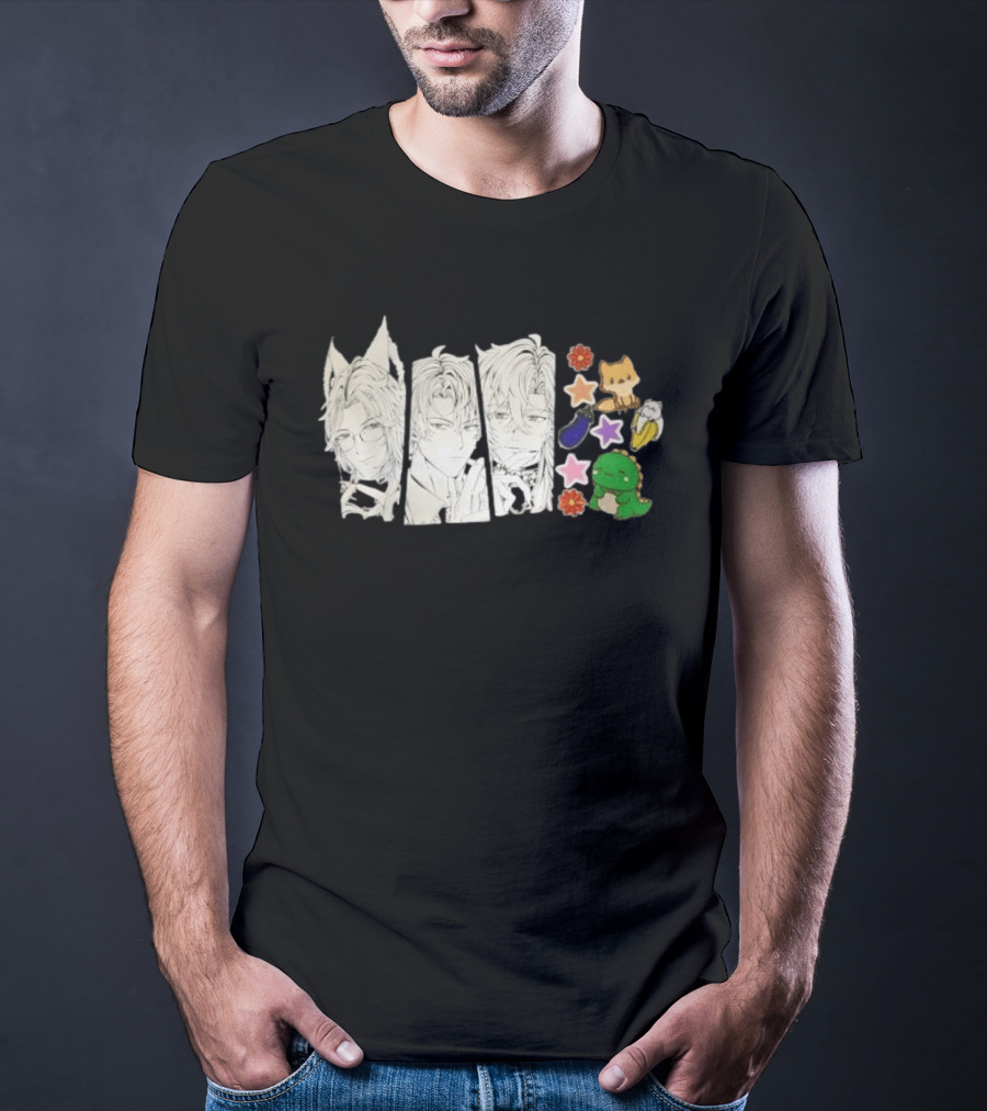 Vox Akuma Mysta Rias Ike Eveland Nijisanji EN Luxiem Vtuber Characters Cute Animal Stickers And Star Designs T-Shirt