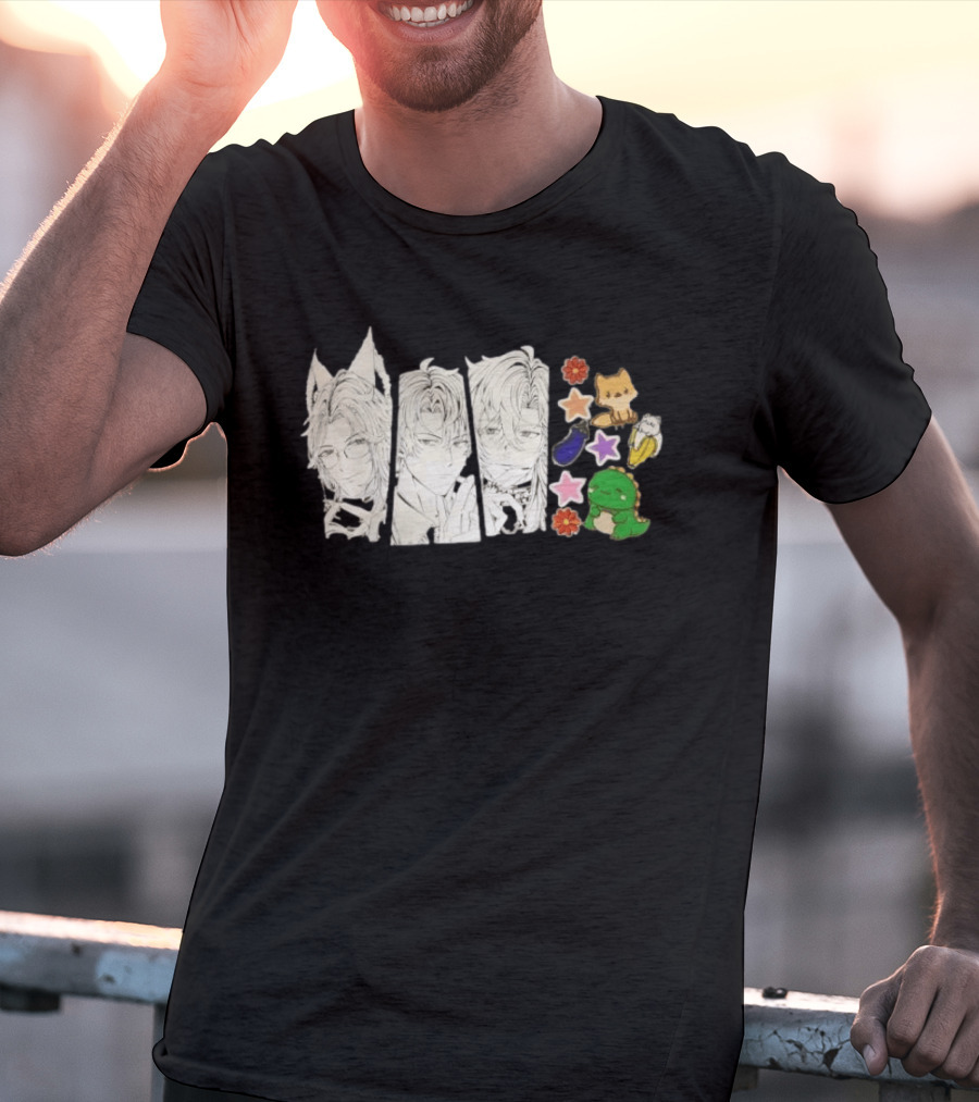 Vox Akuma Mysta Rias Ike Eveland Nijisanji EN Luxiem Vtuber Characters Cute Animal Stickers And Star Designs T-Shirt