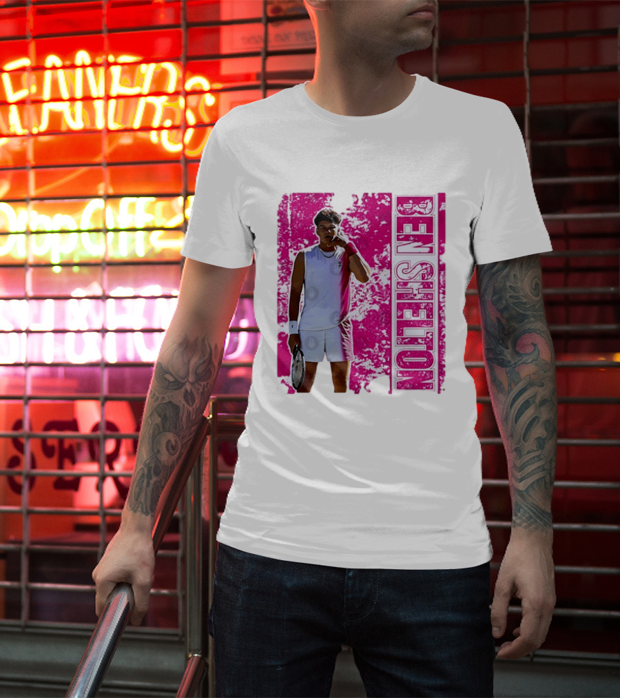 Ben Shelton Tennis Star Distressed Pink T-Shirt