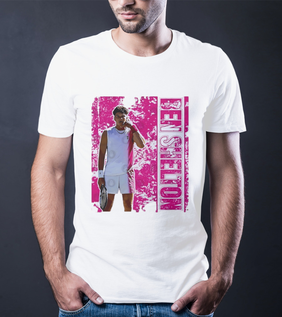 Ben Shelton Tennis Star Distressed Pink T-Shirt