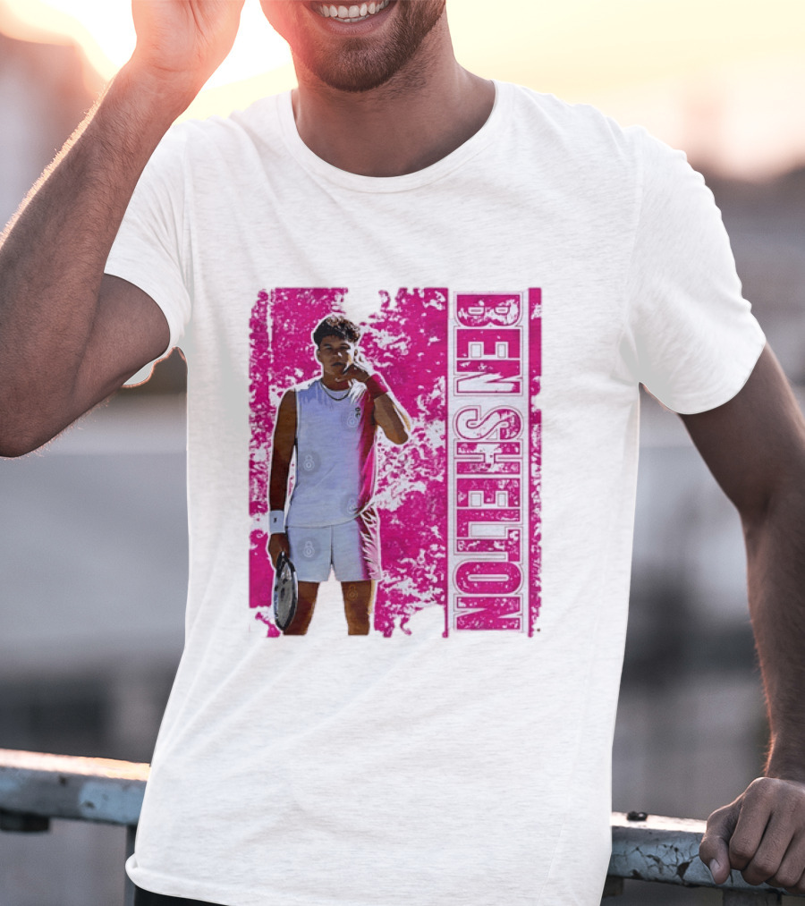 Ben Shelton Tennis Star Distressed Pink T-Shirt