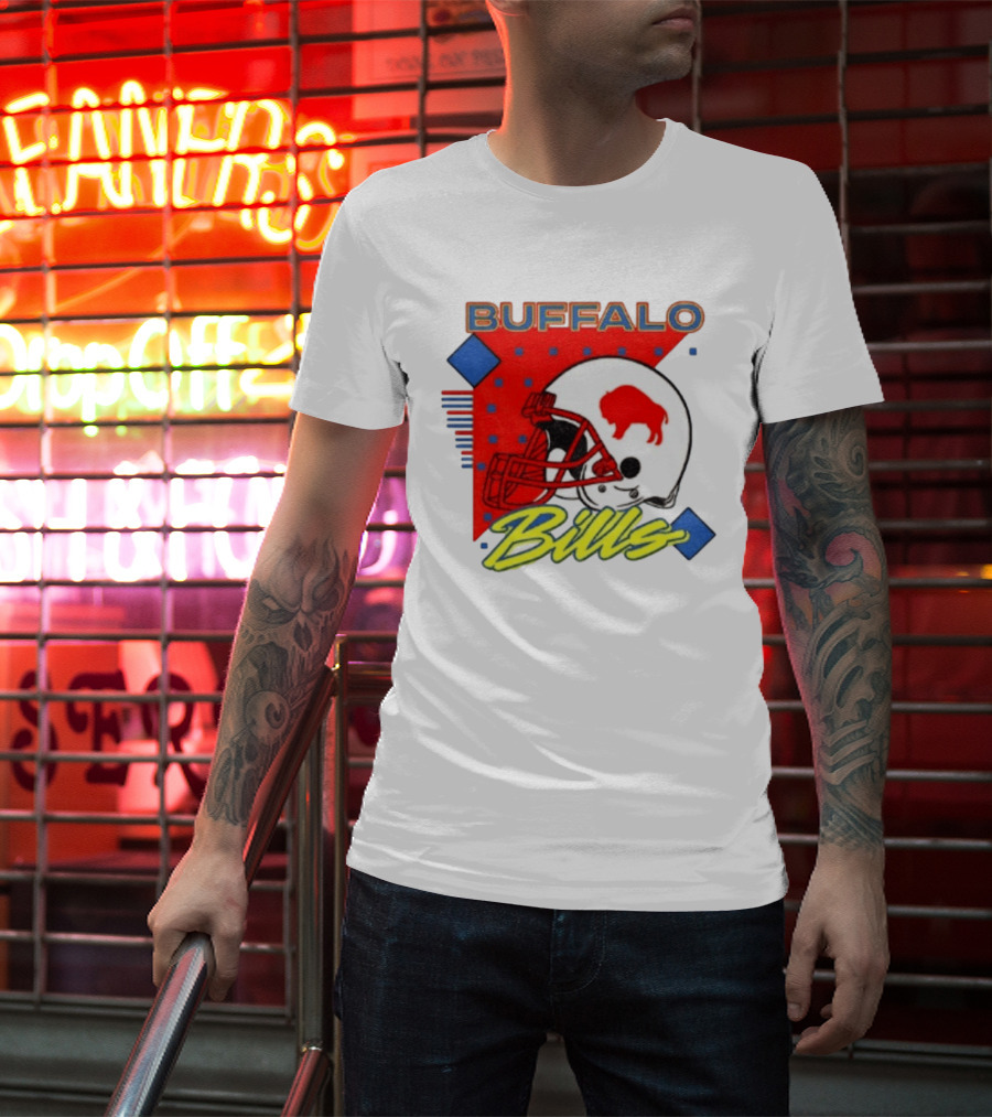 Buffalo Bills Football Helmet Retro 90s T-Shirt