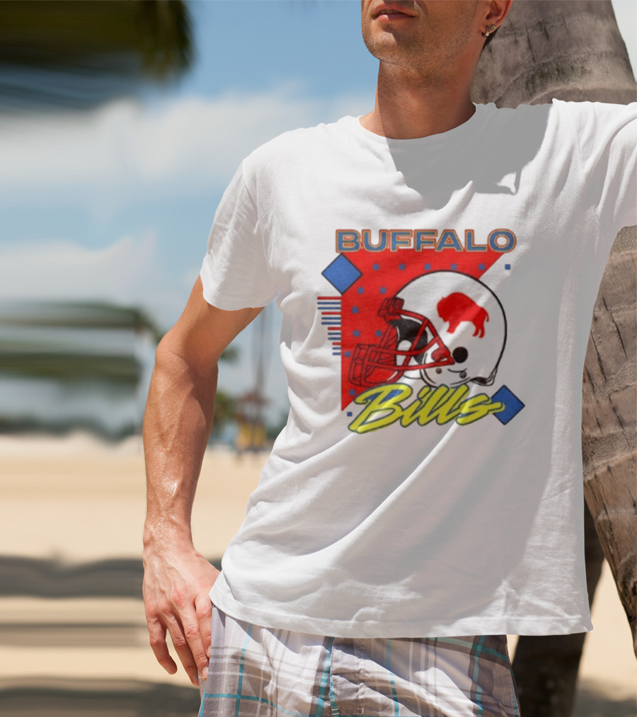 Buffalo Bills Football Helmet Retro 90s T-Shirt
