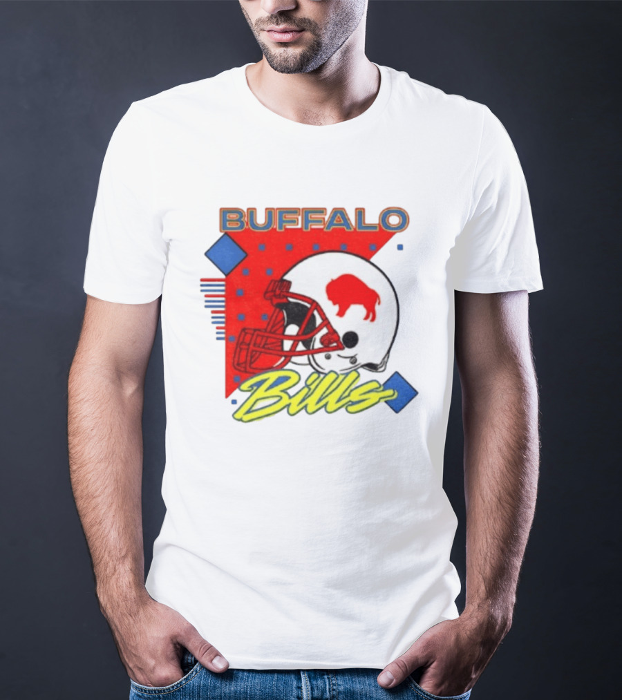 Buffalo Bills Football Helmet Retro 90s T-Shirt