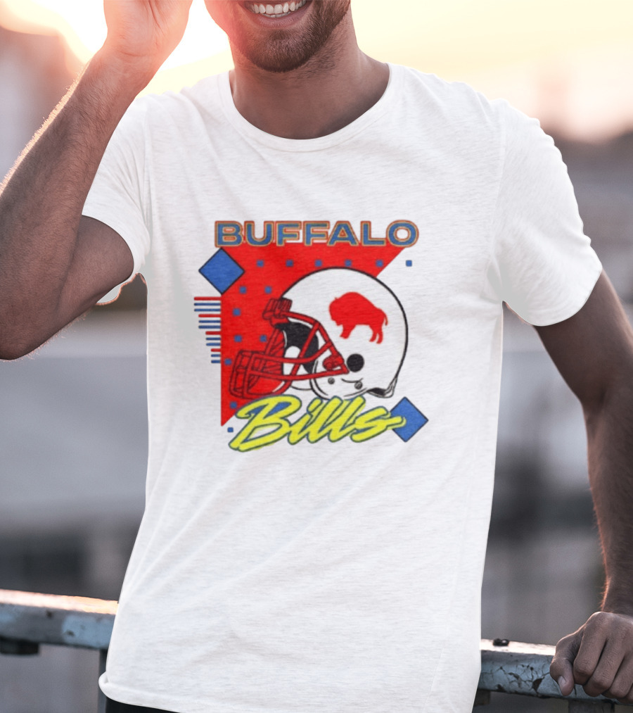 Buffalo Bills Football Helmet Retro 90s T-Shirt