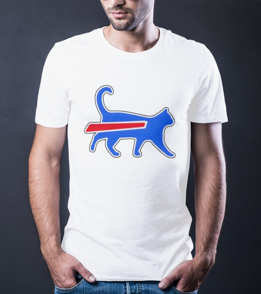 Buffalo Bills Cat Logo Parody Red And Blue T-Shirt