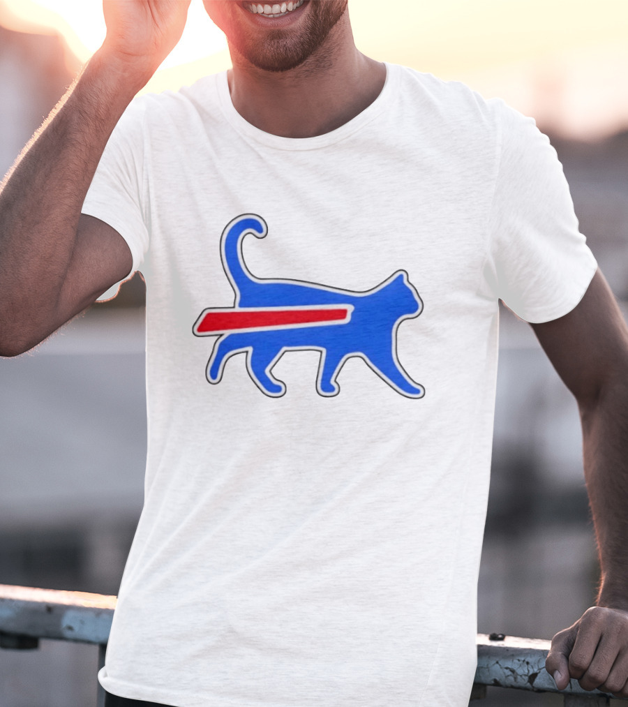 Buffalo Bills Cat Logo Parody Red And Blue T-Shirt