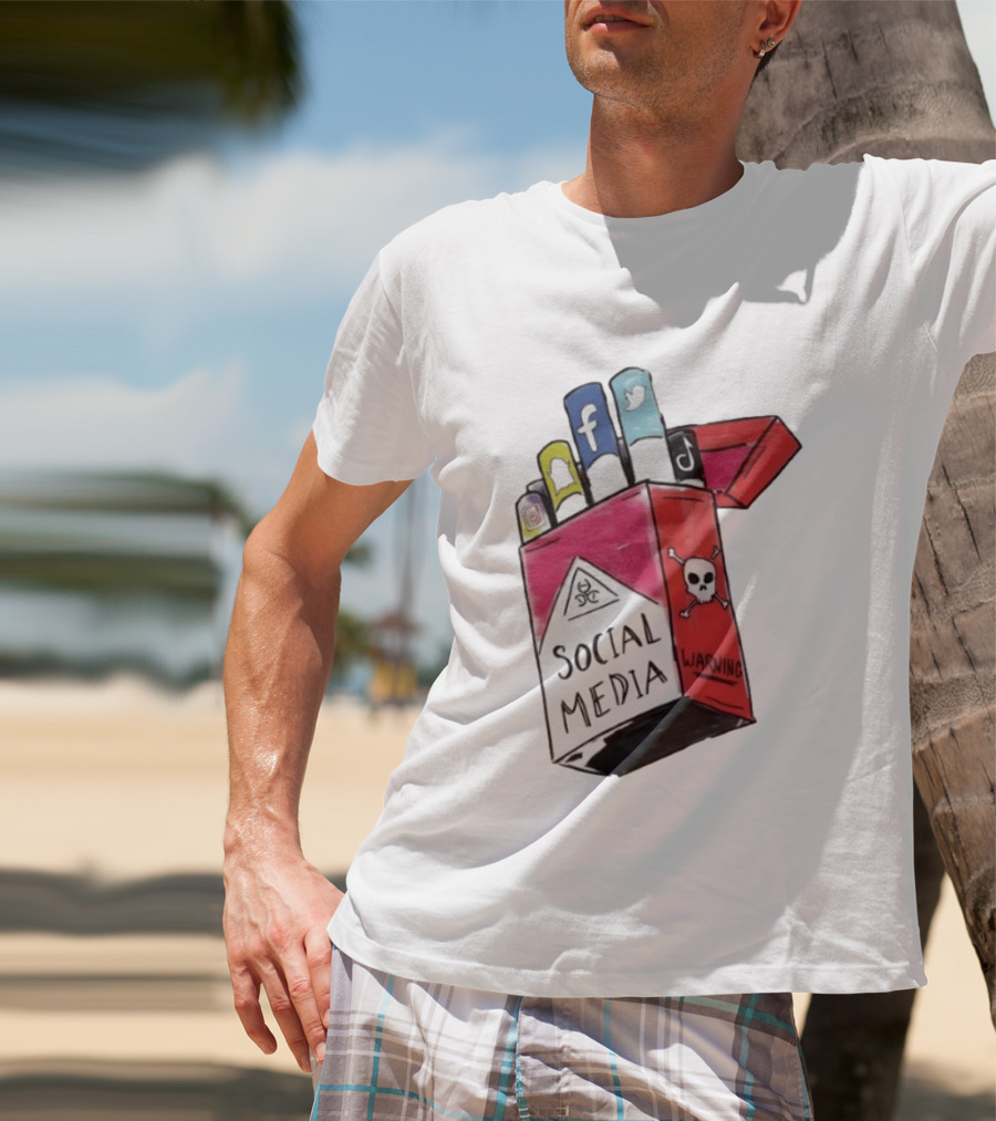 Social Media Warning Cigarette Pack With Iconic Apps T-Shirt