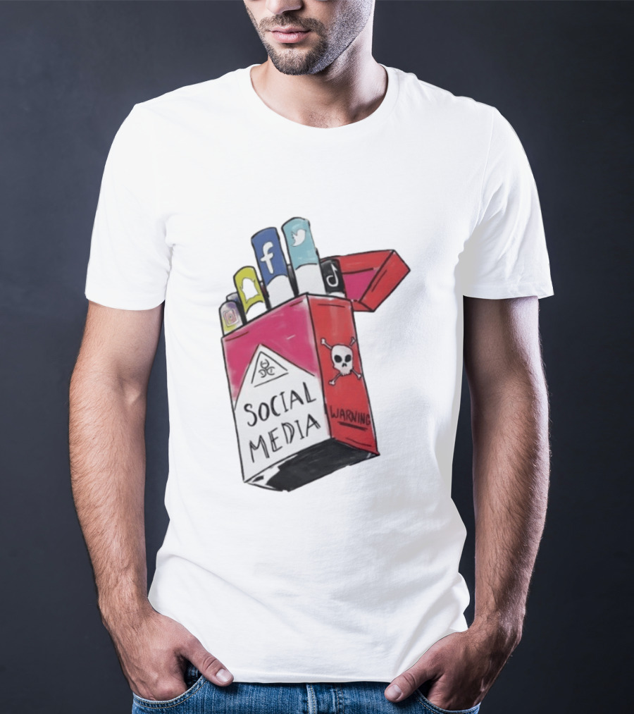 Social Media Warning Cigarette Pack With Iconic Apps T-Shirt