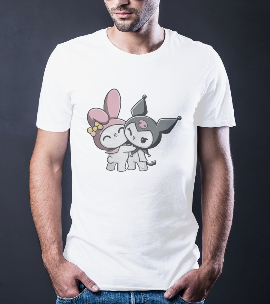 Sanrio My Melody And Kuromi Hugging Cute Characters T-Shirt
