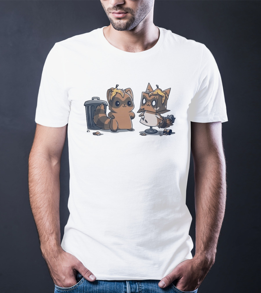 Get Crafty Raccoon Cardboard Box Costume With Trash Can Creativity T-Shirt