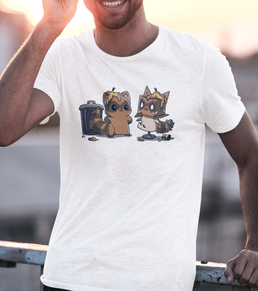 Get Crafty Raccoon Cardboard Box Costume With Trash Can Creativity T-Shirt