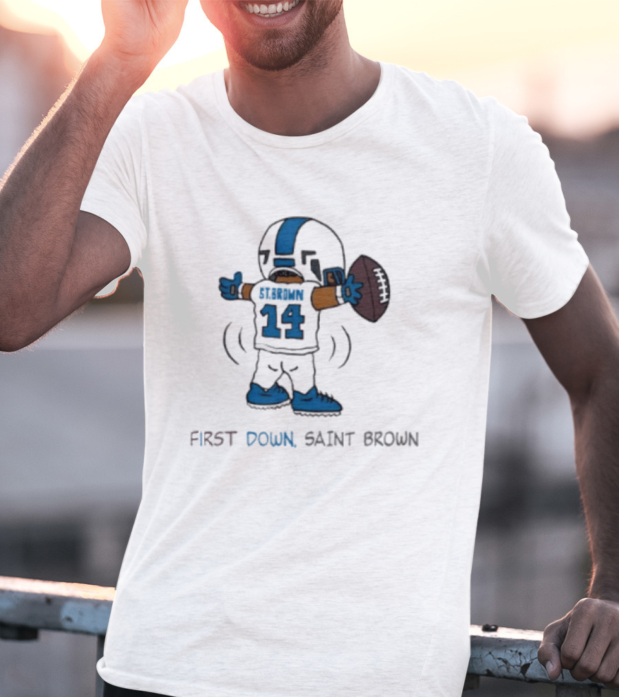 Trending Detroit Lions First Down Saint Brown 14 T-Shirt