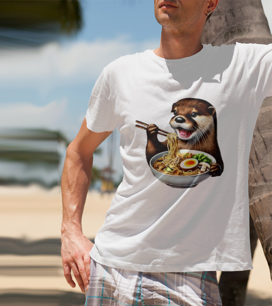 Trendy Otter Enjoying Ramen Bowl Meme T-Shirt