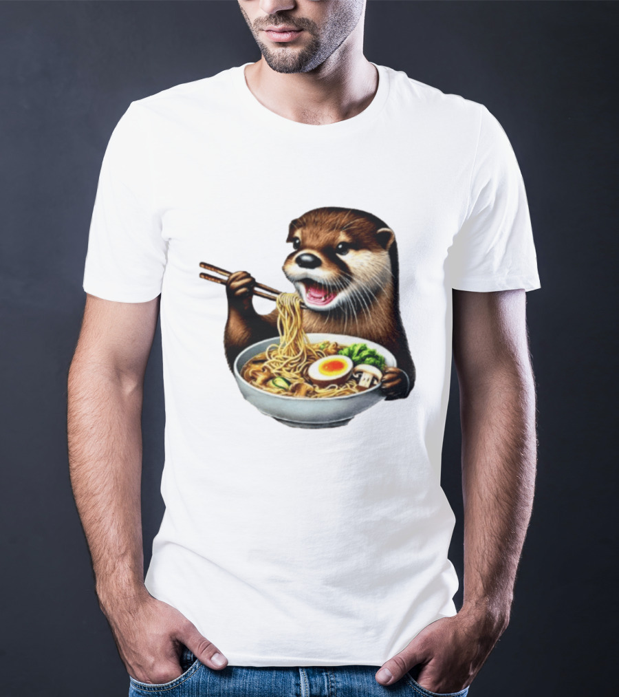 Trendy Otter Enjoying Ramen Bowl Meme T-Shirt