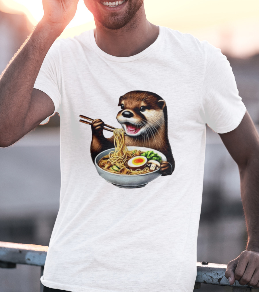 Trendy Otter Enjoying Ramen Bowl Meme T-Shirt