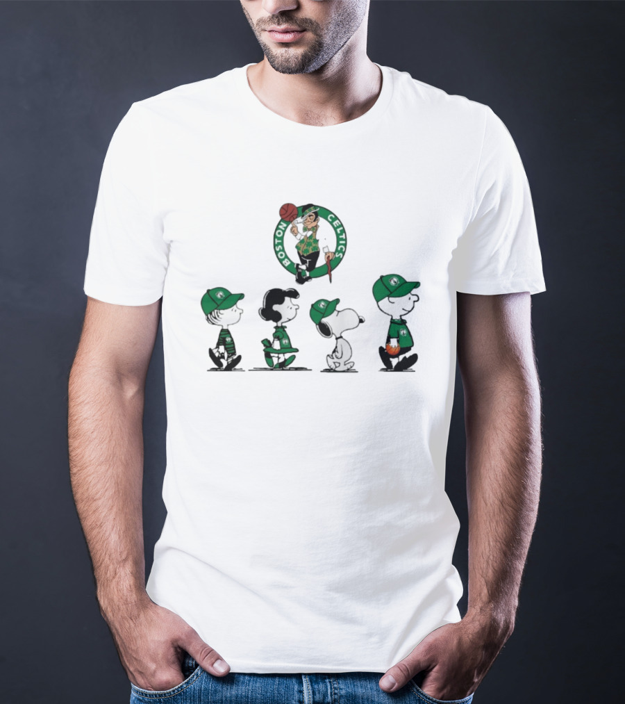 Peanuts Characters Boston Celtics Basketball Sports T-Shirt