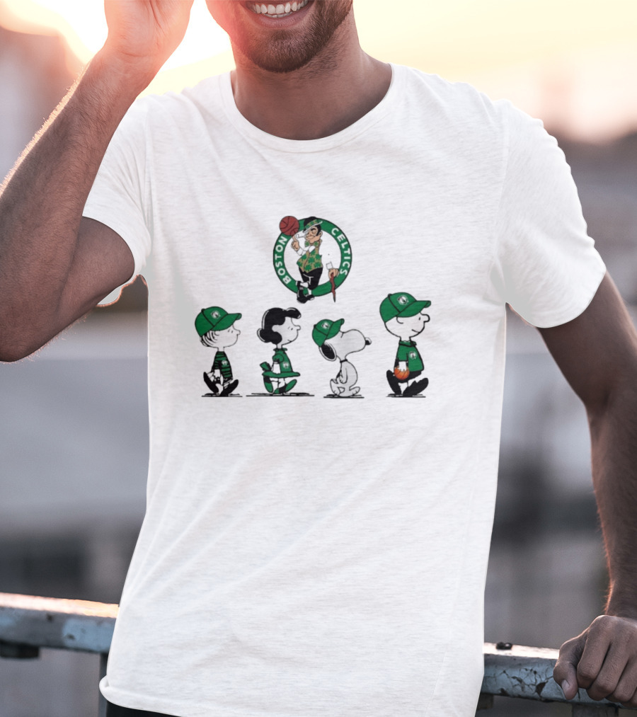 Peanuts Characters Boston Celtics Basketball Sports T-Shirt