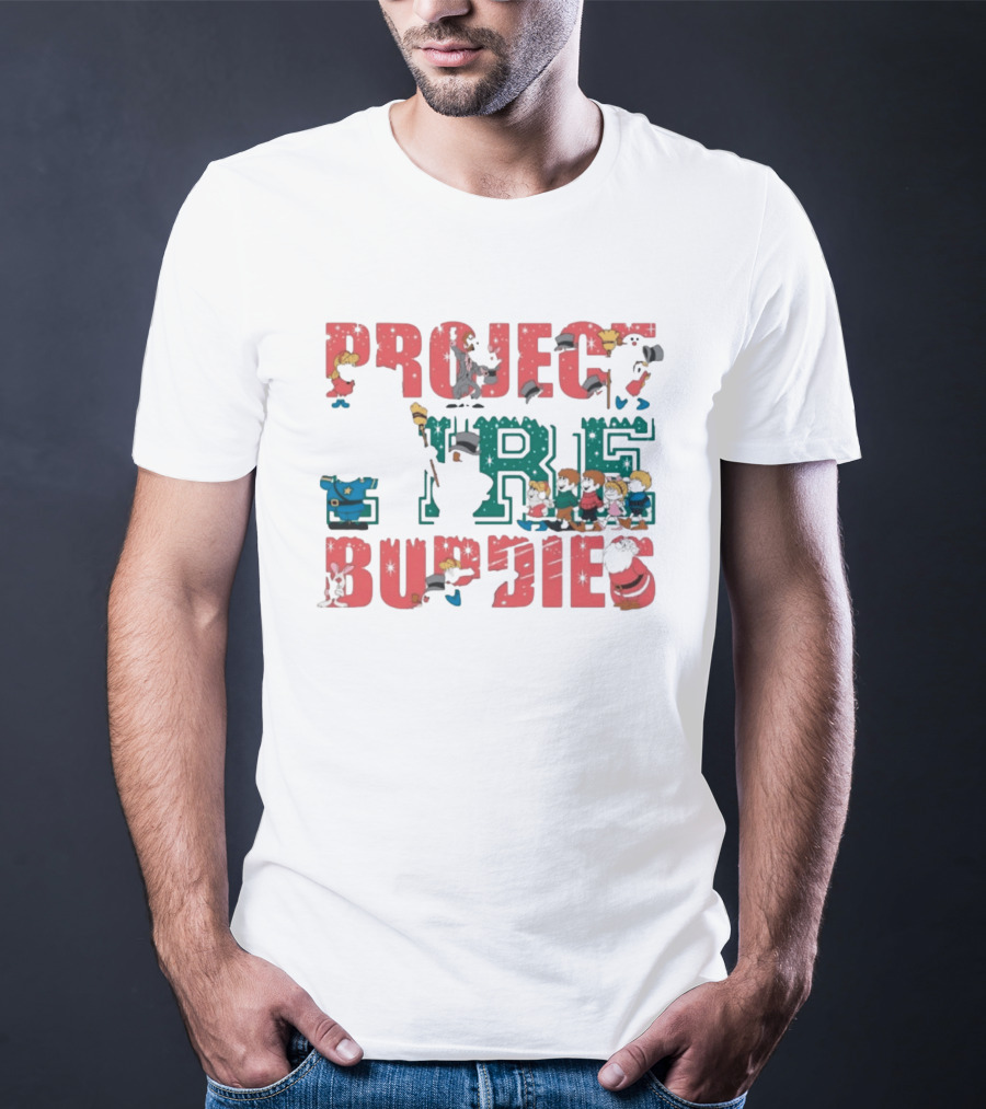 Project Fire Buddies Christmas Animated Characters And Santa Claus T-Shirt