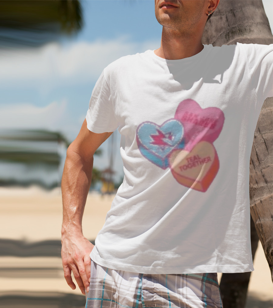 San Jose Sharks Valentine Candy Heart Teal Together T-Shirt