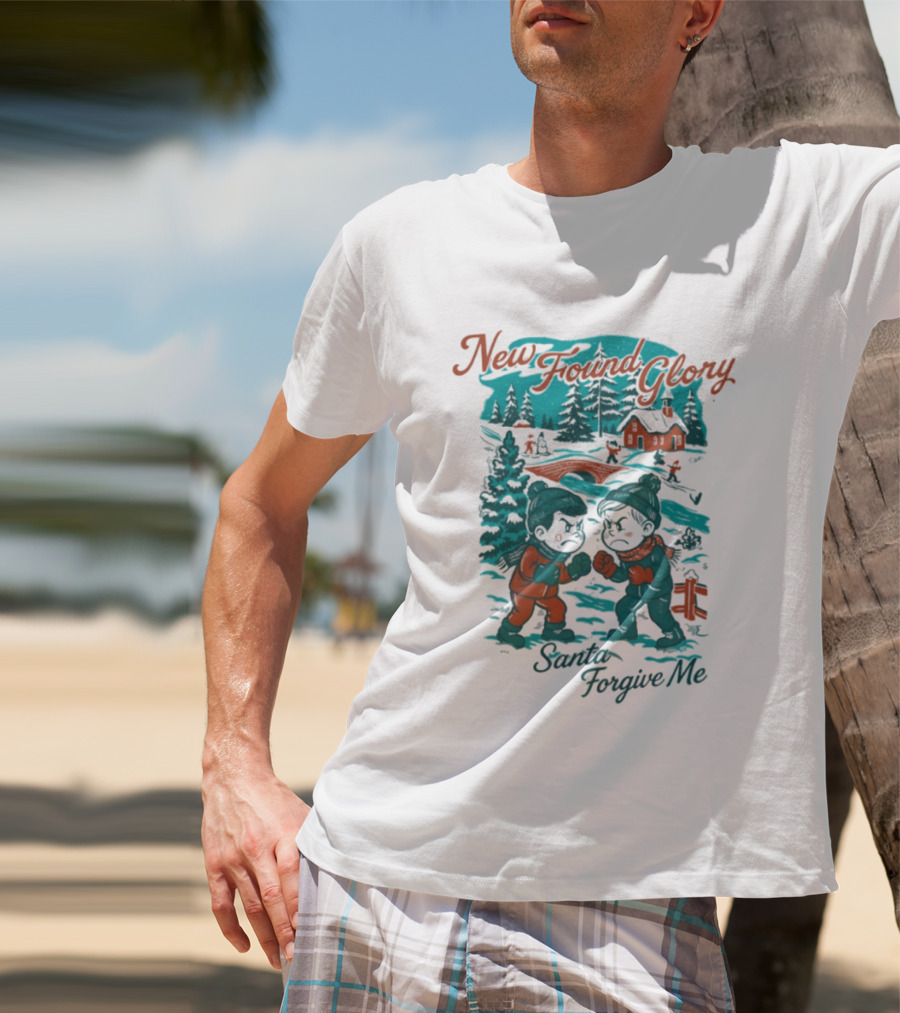 New Found Glory Santa Forgive Me Winter Scene T-Shirt