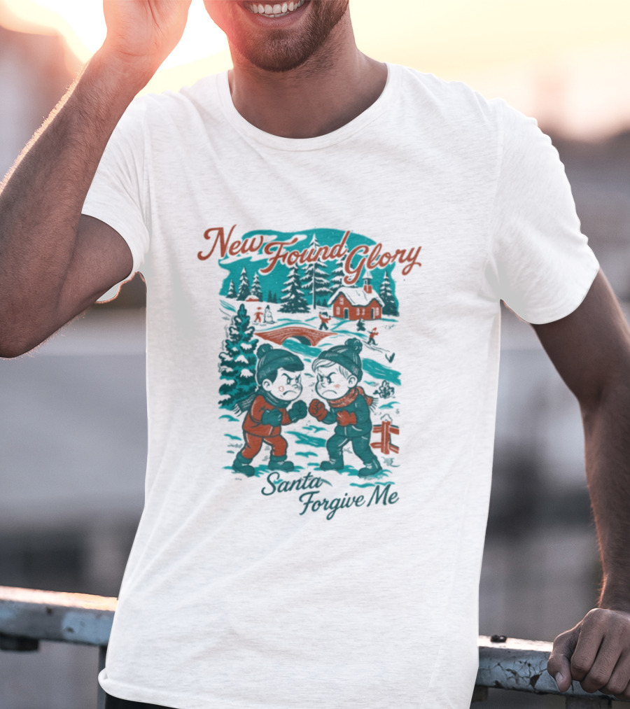 New Found Glory Santa Forgive Me Winter Scene T-Shirt