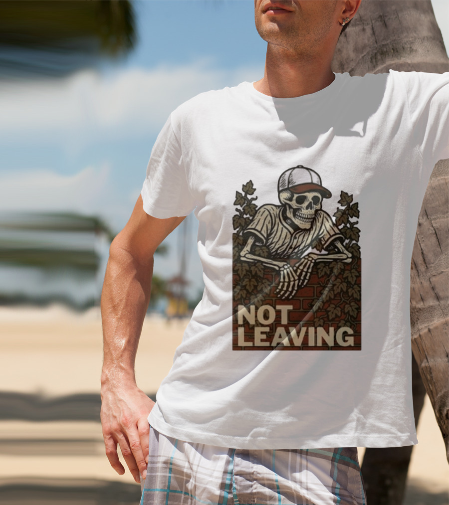 Skeleton Baseball Player Not Leaving Brick Wall Ivy Cap T-Shirt
