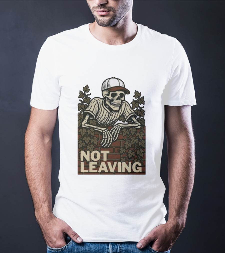 Skeleton Baseball Player Not Leaving Brick Wall Ivy Cap T-Shirt