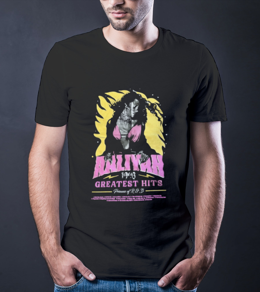 Aaliyah 1996 Greatest Hits Yellow And Pink Fashion T-Shirt