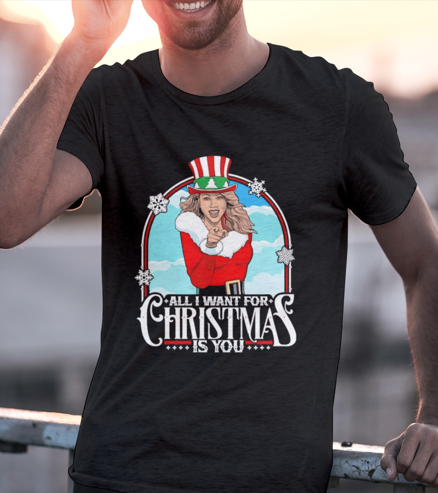 All I Want For Christmas Is You Mariah Carey Santa Christmas Music Holiday T-Shirt