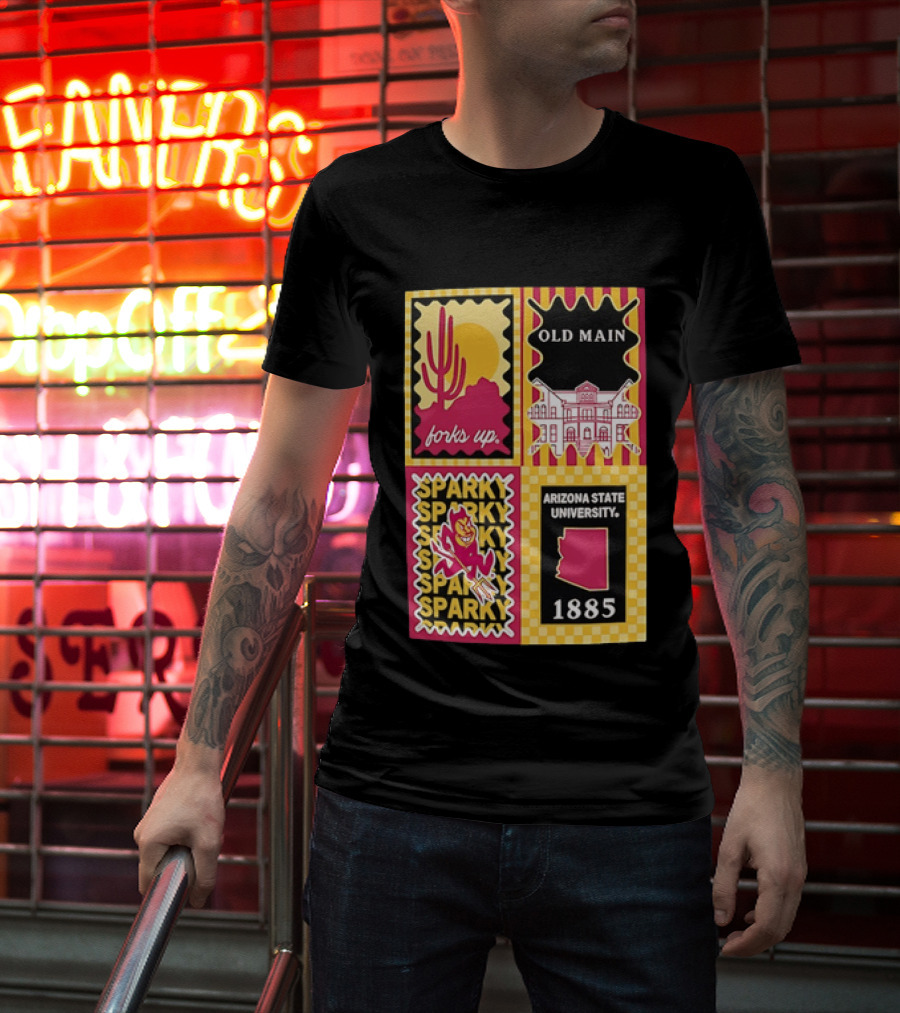Arizona State University Forks Up Sparky Old Main 1885 T-Shirt