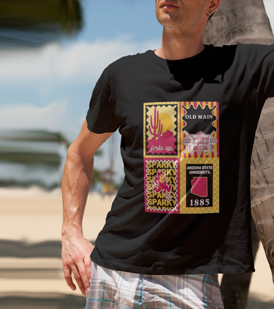 Arizona State University Forks Up Sparky Old Main 1885 T-Shirt