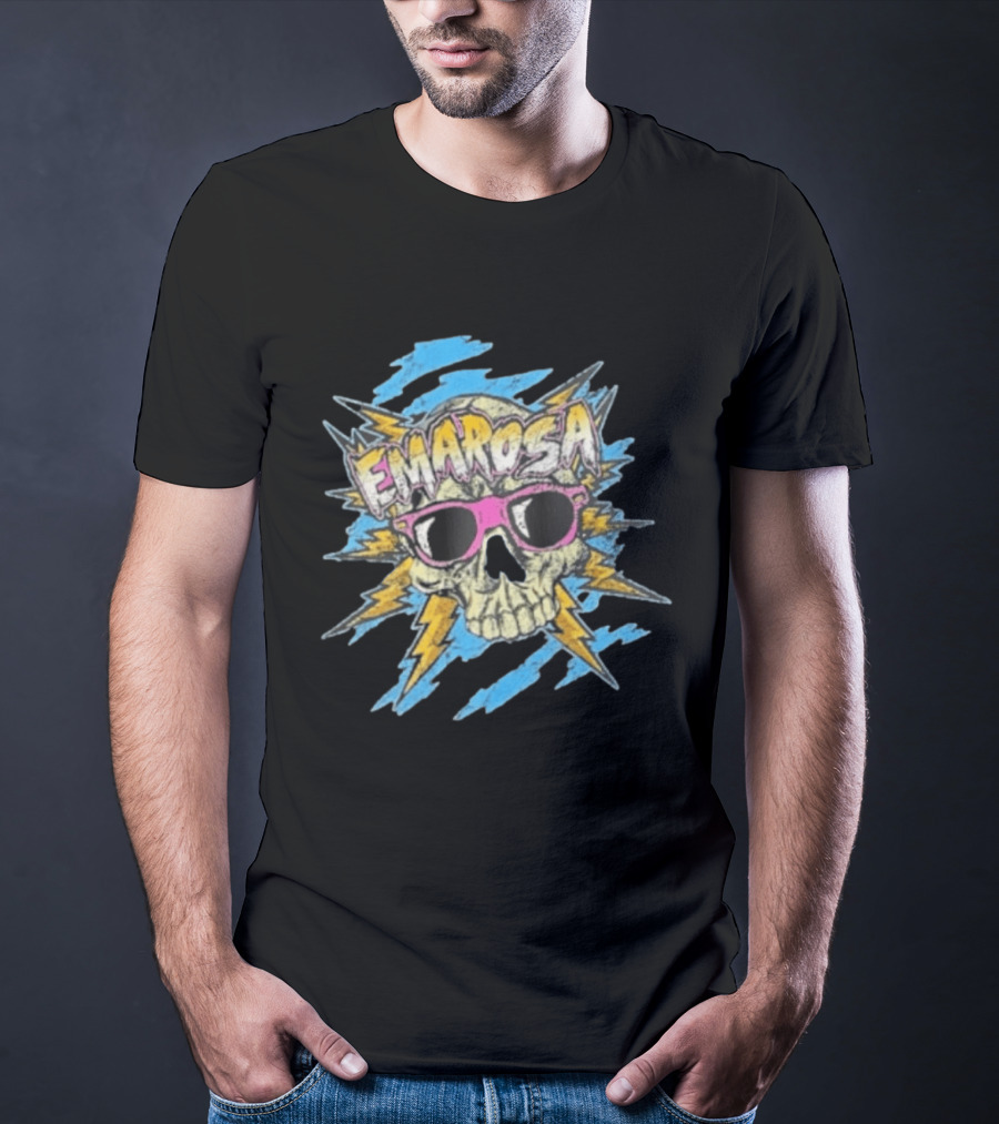Emarosa Skull With Sunglasses And Lightning Burst T-Shirt