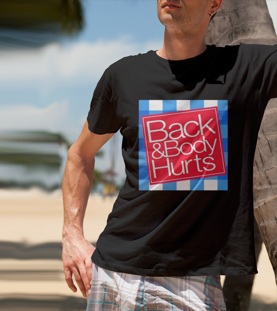 Back And Body Hurts Blue Gingham Square Red T-Shirt