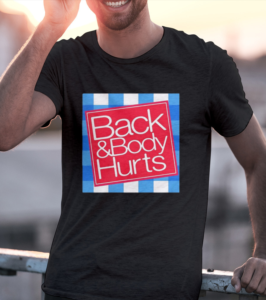 Back And Body Hurts Blue Gingham Square Red T-Shirt