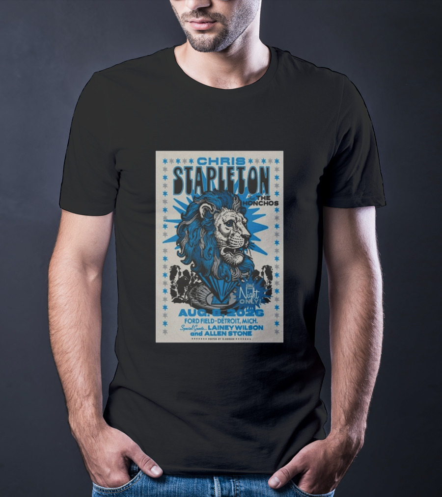 Chris Stapleton The Honchos Ford Field Detroit Aug 08 2026 Special Guests Lainey Wilson Allen Stone T-Shirt