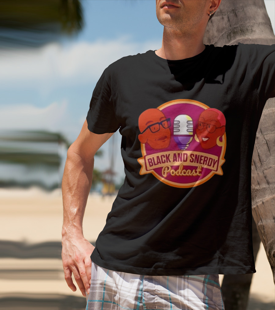 Black And Snerdy Podcast Hosts Microphone T-Shirt