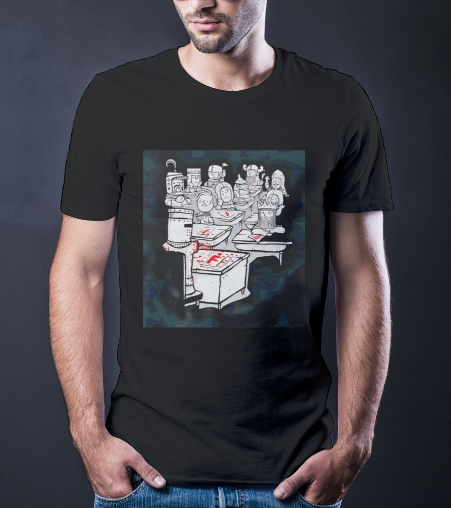 Bloody Knight Classroom Cartoon Failing Grade F T-Shirt