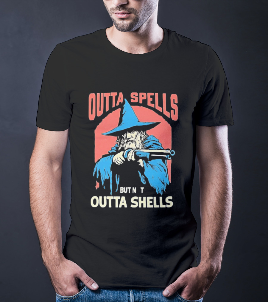 Outta Spells But Not Outta Shells Wizard Humor T-Shirt