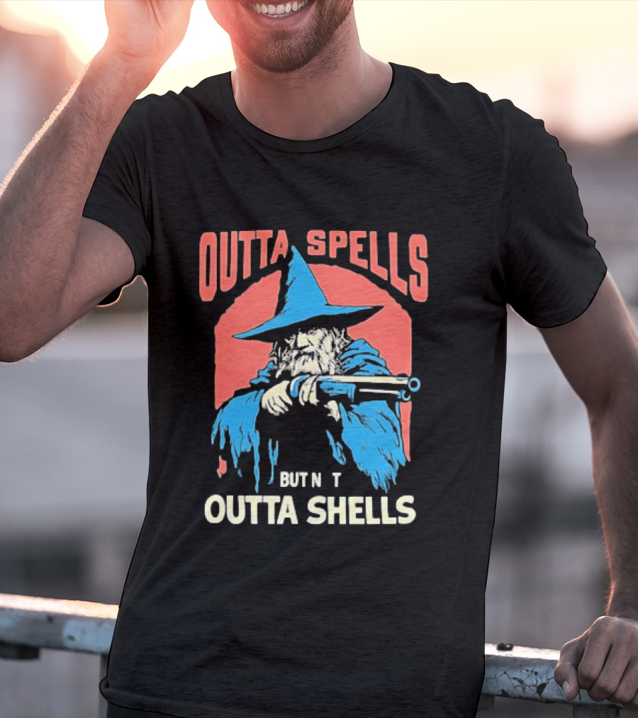 Outta Spells But Not Outta Shells Wizard Humor T-Shirt