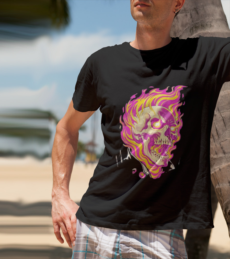 Ghost Rider Flaming Skull Marvel Fire Blaze T-Shirt